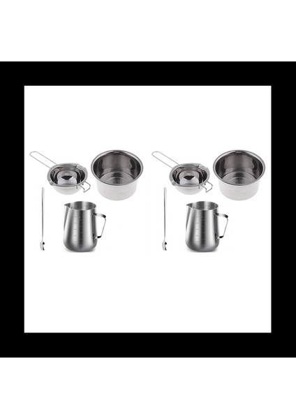 8 Set Paslanmaz Çelik Çift Kazan Uzun Saplı Balmumu Eritme Potu Sürahi ve Karıştırma Kaşık Mum Sabun Yapımı (Yurt Dışından)