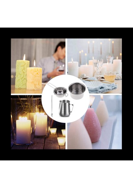 8 Set Paslanmaz Çelik Çift Kazan Uzun Saplı Balmumu Eritme Potu Sürahi ve Karıştırma Kaşık Mum Sabun Yapımı (Yurt Dışından) modelleri