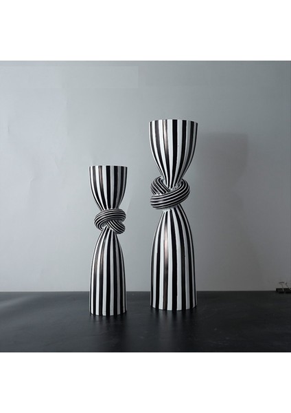 Siyah Beyaz Çizgili Twist Candlestick Reçine Süsleme Masası Dekorasyon Düzensiz Mum Konteyner Tutucu Stand-A (Yurt Dışından) fiyatları