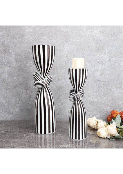 Siyah Beyaz Çizgili Twist Candlestick Reçine Süsleme Masası Dekorasyon Düzensiz Mum Konteyner Tutucu Stand-A (Yurt Dışından) modelleri