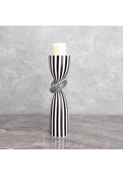 Siyah Beyaz Çizgili Twist Candlestick Reçine Süsleme Masası Dekorasyon Düzensiz Mum Konteyner Tutucu Stand-A (Yurt Dışından) fırsatları