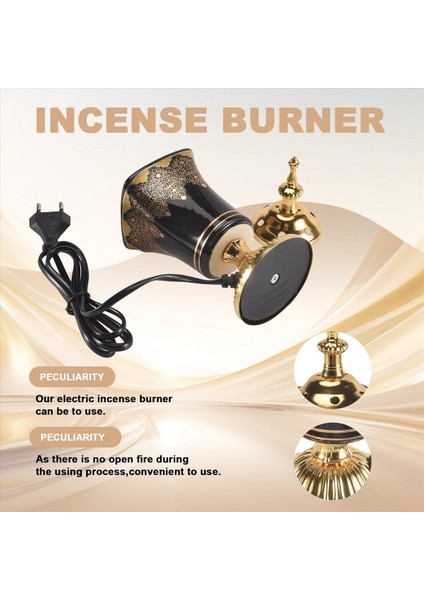 Elektrikli Tütsü Brülör Frankincense Tütsü Tutucu Vintage Arap Senser Burner Ev Ofis Yoga Spa Süsleme Ab Fiş (Yurt Dışından) fırsatları