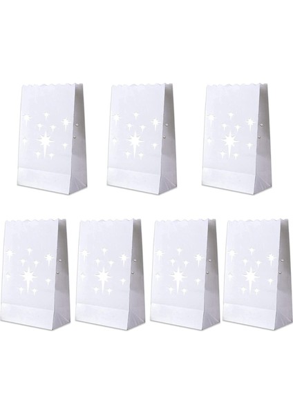 70PCS Beyaz Lüminer Çantalar Kesme Alev Dayanıklı Cadılar Bayramı Mum Çantaları Düğün Tatil Partisi Için Kağıt Fener Çantaları (Yurt Dışından)