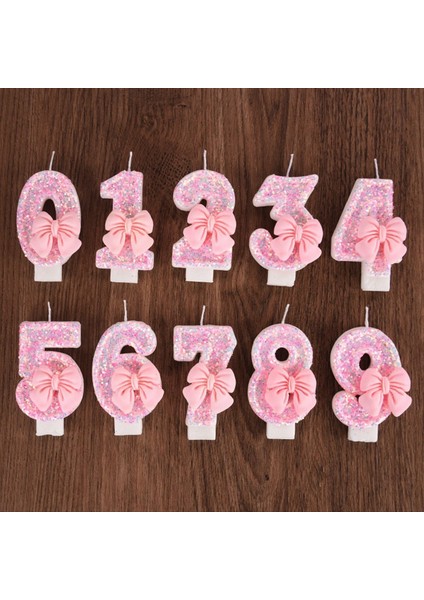 Numara Kek Dekorasyon Mumlar Sevimli Pembe Yay Bebek Doğum Günü Pastası Topper Dekorasyon Parti Malzemeleri 0-9 Dijital Mum (Yurt Dışından) fiyatları