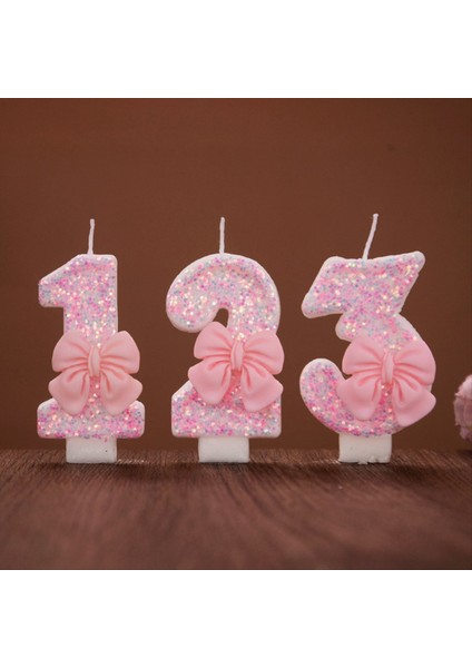 Numara Kek Dekorasyon Mumlar Sevimli Pembe Yay Bebek Doğum Günü Pastası Topper Dekorasyon Parti Malzemeleri 0-9 Dijital Mum (Yurt Dışından) fırsatları