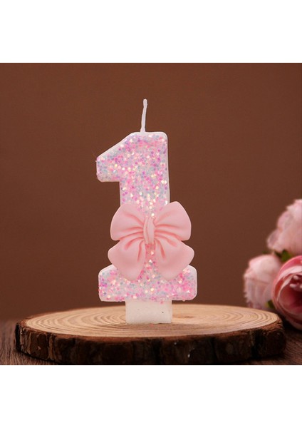 Numara Kek Dekorasyon Mumlar Sevimli Pembe Yay Bebek Doğum Günü Pastası Topper Dekorasyon Parti Malzemeleri 0-9 Dijital Mum (Yurt Dışından) indirimleri