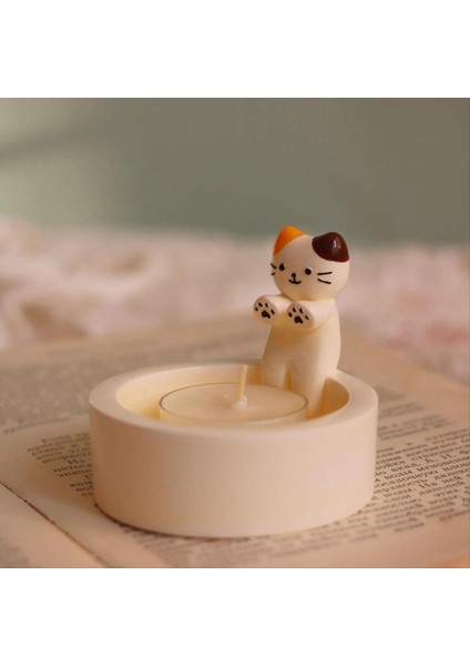 2pcs Karikatür Yavru Kedi Mum Tutucu Kedi Pençelerini Isıtıyor Mum Tutucusu Dıy El Yapımı Saklama Kutusu Ev Dekorasyonu (Yurt Dışından)