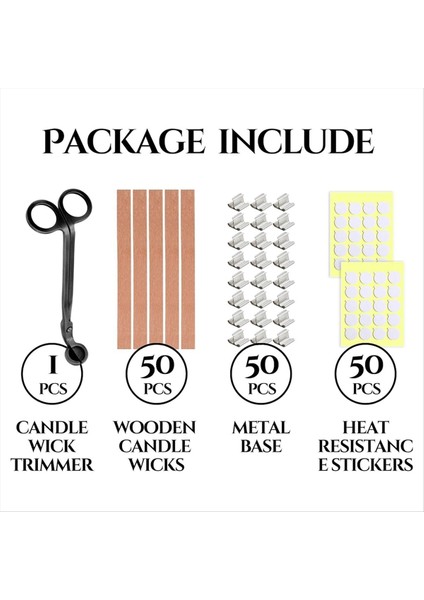 151PCS Mum Yapım Seti - Mum Için Mum Için Metal Tabanlı Ahşap Mum Fitiller Mumlar Için Dumansız Ahşap Fitiller (Yurt Dışından) modelleri