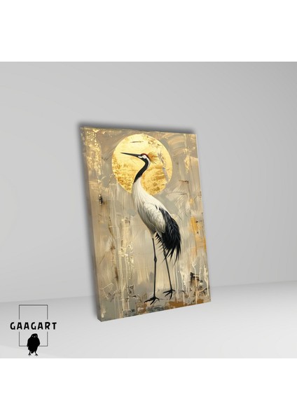 Tekli Dikey Kanvas Tablo Ak Balıkçıl Illüstrasyonu fiyatları