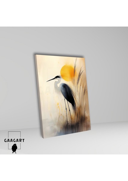 Tekli Dikey Kanvas Tablo Soyut Ak Balıkçıl Illüstrasyonu fiyatları