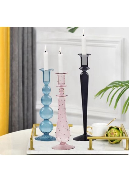 Romantik Cam Mum Tutucu Vintage Cam Şamdan Hidroponik Şeffaf Vazo Avrupa Tarzı Hediye Şeffaf Kahverengi (Yurt Dışından) modelleri