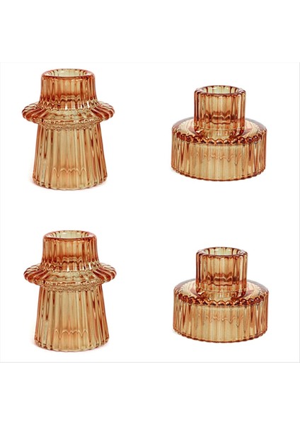 Cam Mum Tutucular Konik Şamdan Tutucu 2 Farklı Boyutlar Modern Yivli Tasarım Mum Tutucu Düğün Dekoru B (Yurt Dışından)