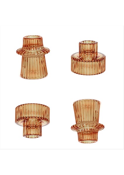 Cam Mum Tutucular Konik Şamdan Tutucu 2 Farklı Boyutlar Modern Yivli Tasarım Mum Tutucu Düğün Dekoru B (Yurt Dışından) fiyatları