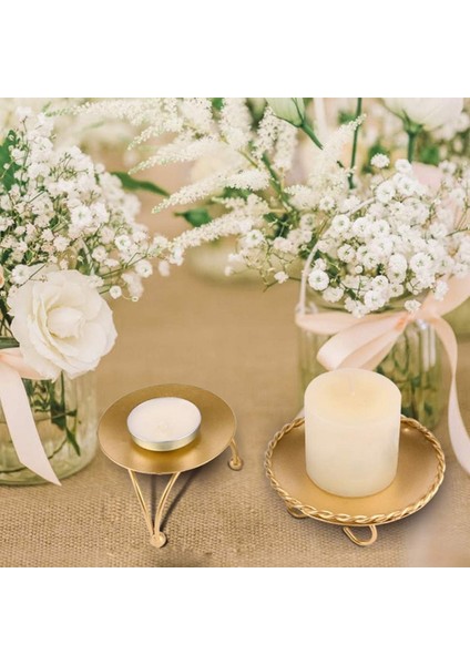 Mum Tutucu Altın Mum Tutucular 2 Dekoratif El Yapımı Demir Sütun Tabak Mum Tutucu Merkez Parçası Fit LED ve Mum Mumlar Mum Standı (Yurt Dışından) modelleri