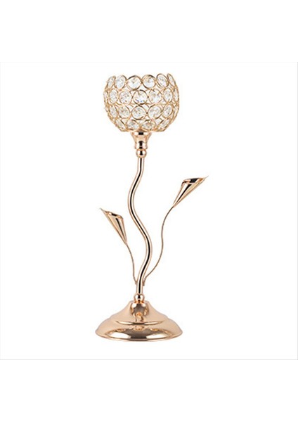 Altın Kristal Mum Tutucu Demir Çiçek Şeklinde Şamdan Küçük Vintage Candlestick Masa Merkezi Için Set M (Yurt Dışından)