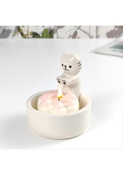 Kitty Mum Tutucu Aromaterapi Mum Güzel Kedi Ev Dekorasyon Şamdanı Kadın Kedi Sevenler Için Hediye (Yurt Dışından) fırsatları