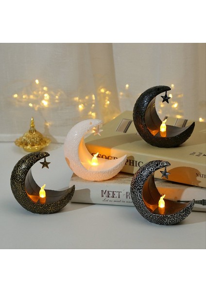 Eid Mubarak Partisi Dekorasyon Yıldız Ay LED Candlestick Ramazan Kareem Moon Star Hafif Çocuklar Yetişkinler Mutlu Eid Mübarek (Yurt Dışından)