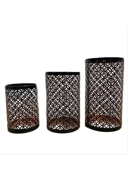 Nordic Demir Sanatı Içi Boş Şamdan Üç Parçalı Şamdan El Sanatları Dekorasyon Yaşam (Yurt Dışından)