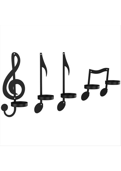 4pc Müzik Not Mum Tutucu Siyah Müzik Notu Duvar Sconce Vintage Sanat Müzik Notu Tarzı Mum Tutucular Demir (Yurt Dışından)