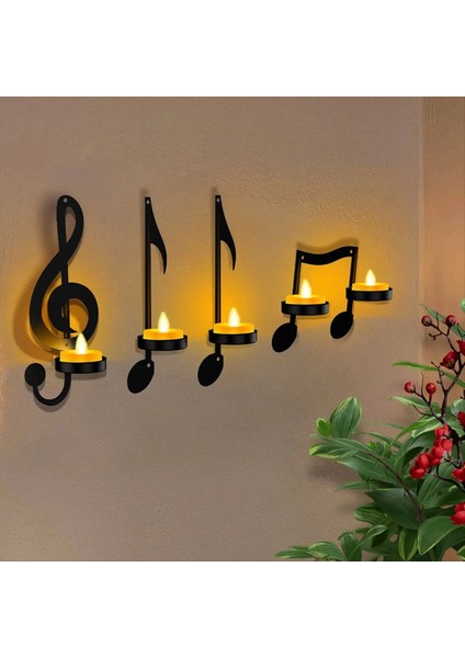 4pc Müzik Not Mum Tutucu Siyah Müzik Notu Duvar Sconce Vintage Sanat Müzik Notu Tarzı Mum Tutucular Demir (Yurt Dışından) modelleri