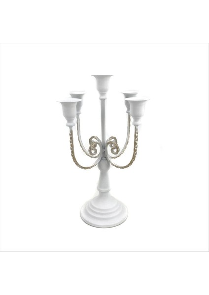 5 Arm Candelabra Candelabra Vintage Candelabra Düğün Partisi Dekor Vintage Masa Dekoru Beyaz (Yurt Dışından)