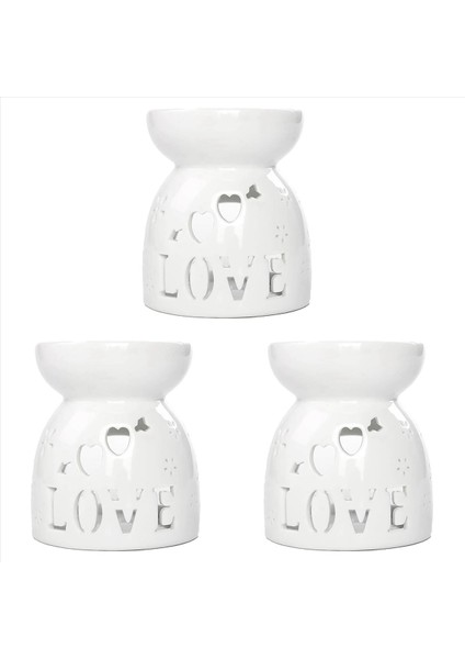3x Seramik Difüzör Brülör Seramik Yanan Uçucu Yağlar Difüzörler Aromatik Lamba -Love (Yurt Dışından)