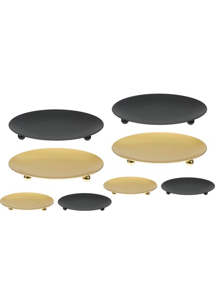 8 Paket Demir Plaka Mum Tutucu Sütun Şam Tutucuları LED ve Balmumu Mumları Tütsü Konileri Spa Düğünler (Altın+Siyah) (Yurt Dışından)