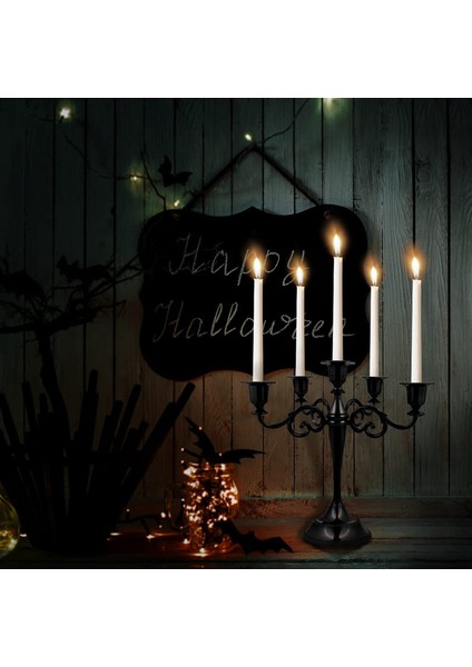 2x Siyah Metal Şamla 5 Silahlı Şamdan Gotik Şam Tutucuları Ev Dekoru Düğün Noel Kilisesi Partisi (Yurt Dışından) fiyatları