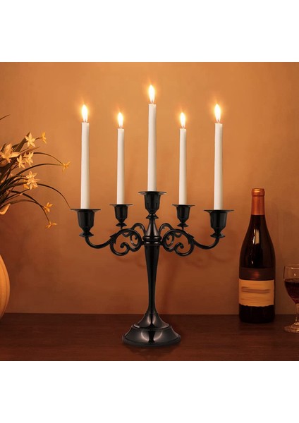 2x Siyah Metal Şamla 5 Silahlı Şamdan Gotik Şam Tutucuları Ev Dekoru Düğün Noel Kilisesi Partisi (Yurt Dışından) fırsatları
