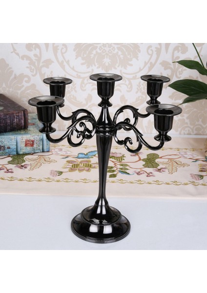 2x Siyah Metal Şamla 5 Silahlı Şamdan Gotik Şam Tutucuları Ev Dekoru Düğün Noel Kilisesi Partisi (Yurt Dışından) indirimleri