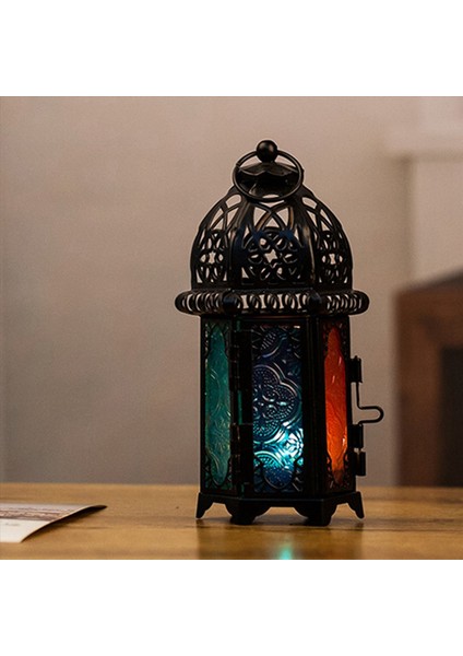 2x Avrupa Şamdan Vintage Asma Mum Tutucu Fas Cam Mum Fener Düğün Ev Dekoru -Black (Yurt Dışından) fiyatları