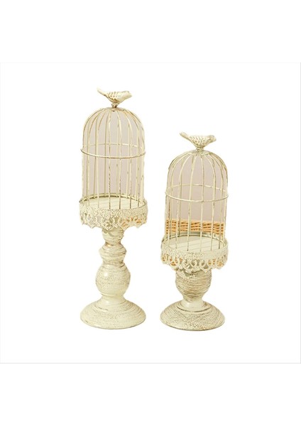 2pcs Retro Kuş Kafesi Mum Tutucu Metal Demir Sanat Şamdan Düğün Partisi Ev Masaları Centerpieces Dekorasyon Beyaz (Yurt Dışından)