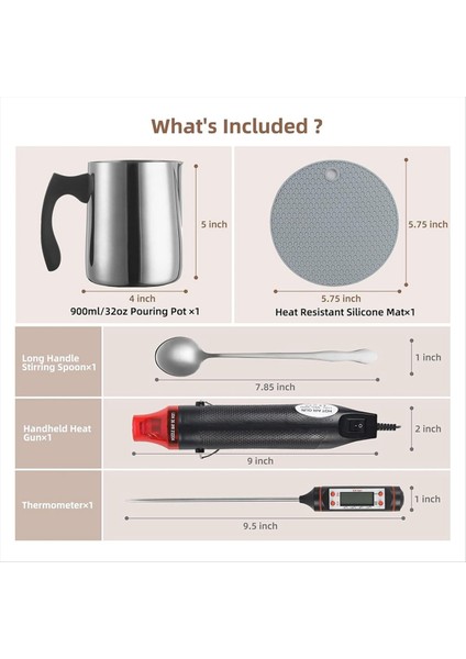 Yetişkinler Için Mum Yapma Kiti Malzemeleri Yeni Başlayanlar Için Dıy Mum Yapma Kiti 900ML Pour Pot Metal Su Isıtıcısı Abd Fişi ile Birlikte Gelir (Yurt Dışından) fırsatları