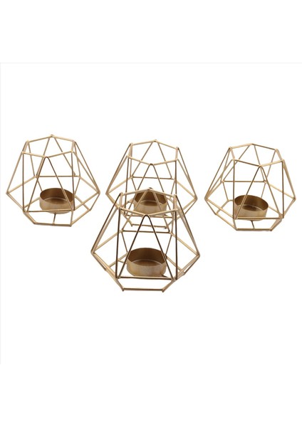 4 Pcs Metal Geometrik Tasarım Çay Işık Adive Mum Tutucular Düğün Ev Dekorasyonu Için Içi Boş Tealight Mum Tutucular (Yurt Dışından)