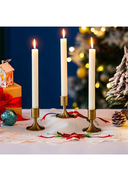 Mum Tutucu Altın Konik Mumlar 4 Pcs Mumlar Dekoratif Noel Metal Konik Mumlar Için Demir Vintage Retro (Yurt Dışından) fiyatları