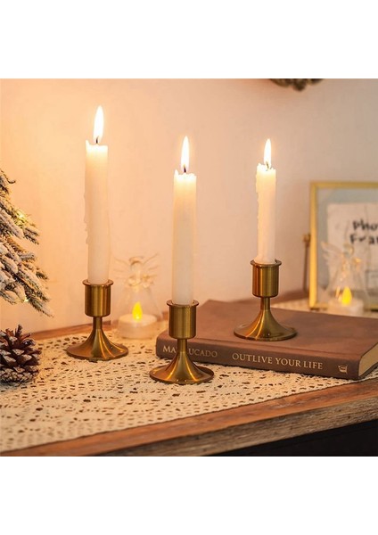 Mum Tutucu Altın Konik Mumlar 4 Pcs Mumlar Dekoratif Noel Metal Konik Mumlar Için Demir Vintage Retro (Yurt Dışından) modelleri