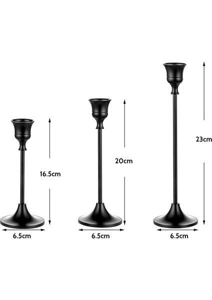 Konik Mum Tutucular Siyah Şamdan Seti 3 Mum Çubuğu Şömine Yemek Masası Için Uzun Tutucu Ev Dekorasyon (Yurt Dışından) fiyatları