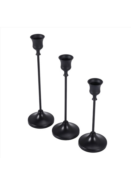Konik Mum Tutucular Siyah Şamdan Seti 3 Mum Çubuğu Şömine Yemek Masası Için Uzun Tutucu Ev Dekorasyon (Yurt Dışından) modelleri