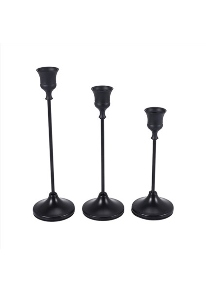 Konik Mum Tutucular Siyah Şamdan Seti 3 Mum Çubuğu Şömine Yemek Masası Için Uzun Tutucu Ev Dekorasyon (Yurt Dışından) fırsatları