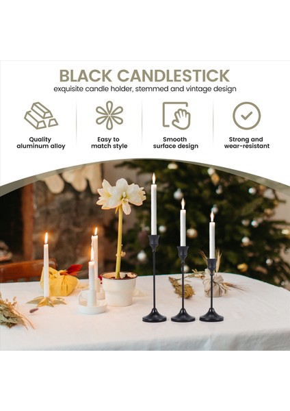 Konik Mum Tutucular Siyah Şamdan Seti 3 Mum Çubuğu Şömine Yemek Masası Için Uzun Tutucu Ev Dekorasyon (Yurt Dışından) indirimleri