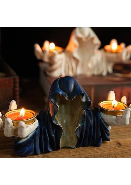 Hayalet Mum Tutucu Vintage Reçine Figürine Cadılar Bayramı Mum Tutucu Mumluk Tablo A Için (Yurt Dışından) fiyatları