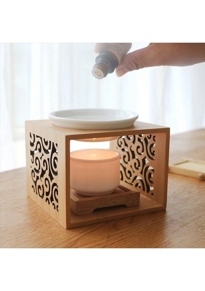 2x Ahşap Bambu Içi Boş Koku Lambası Yağ Fırını Aroma Brülör Mum Tutucusu Zarif Çekici Ev Ofis Dekorasyonu (Yurt Dışından) fiyatları