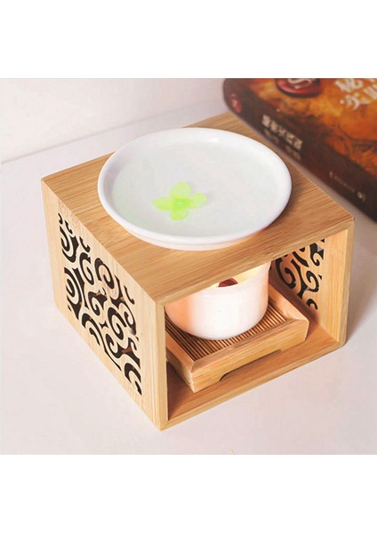 2x Ahşap Bambu Içi Boş Koku Lambası Yağ Fırını Aroma Brülör Mum Tutucusu Zarif Çekici Ev Ofis Dekorasyonu (Yurt Dışından) modelleri