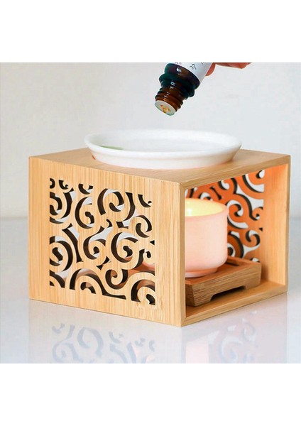 2x Ahşap Bambu Içi Boş Koku Lambası Yağ Fırını Aroma Brülör Mum Tutucusu Zarif Çekici Ev Ofis Dekorasyonu (Yurt Dışından) fırsatları