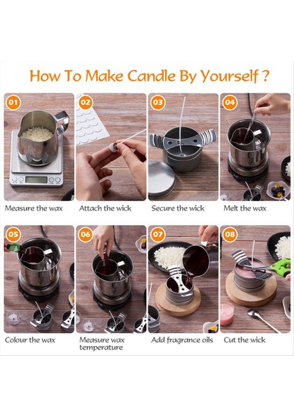 Dıy Mum Yapımı Kit Balmumu Döküm Fit Sticks Sticks Fixator Termometre Dıy El Yapımı Aromaterapi (Yurt Dışından) modelleri