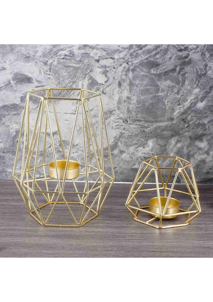 Oturma Odası ve Banyo Dekorasyonları Için 2 Altın Geometrik Metal Tealight Mum Tutucular - Düğün ve Yemek Odası Için Centerpieces Kahve Tarafı Masaları Dekor (Yurt Dışından) fırsatları