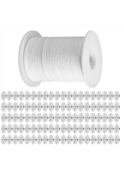 Mum Dıy Aletleri Seti 1 Rulo 200FT/61M Pamuklu Mum Fitil Çekirdek 100 Adet Mum Fitil Sürdürücü Mum Yapma Kiti (Yurt Dışından) fırsatları