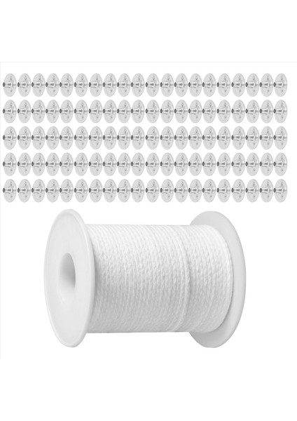 Mum Dıy Aletleri Seti 1 Rulo 200FT/61M Pamuklu Mum Fitil Çekirdek 100 Adet Mum Fitil Sürdürücü Mum Yapma Kiti (Yurt Dışından) indirimleri