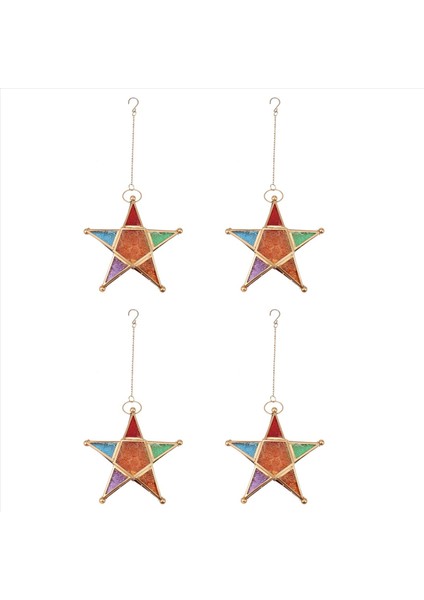 4x Cam Yıldız Adive Çay Işık Şam Tutucu Asma Aydınlatma Fener Düğün Doğum Günü Partisi Ev Bahçe Dekoru (Yurt Dışından)