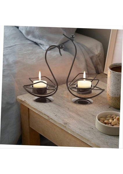 Swan Demir Mum Tutucu Metal Mum Standı Uzun Mum Tutucular Yemek Masa Dekoru Düğün Aşıkları Ferforje Braket B (Yurt Dışından)